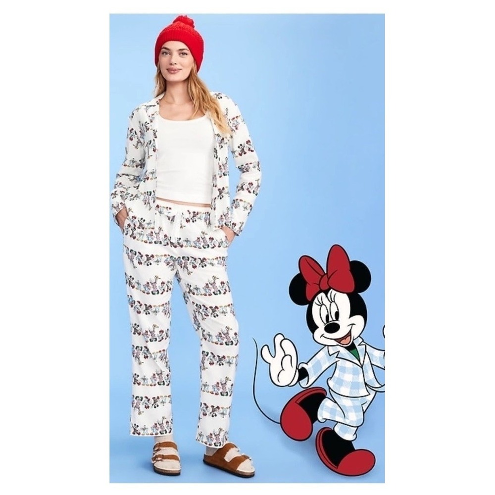 OLD NAVY x Disney Women's Flannel Pajama Set Minnie Mickey Disney‎ Parade Sz XXL